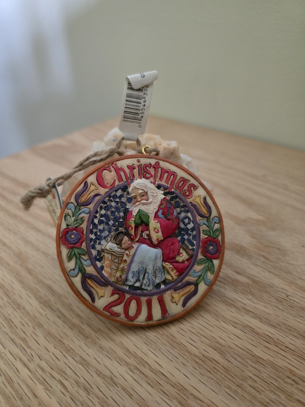 Jim Shore Red and Cream Santa Christmas 2011 Round Ornament